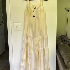 Yellow Striped Panelled Strap Maxi dress